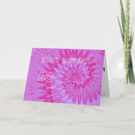 Roze en Magenta Tie Dye 60th Happy Birthday Kaart