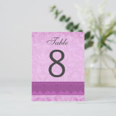 Roze en Magenta Trouwtafel nummer 8 V200 Briefkaart (Staand voorkant)