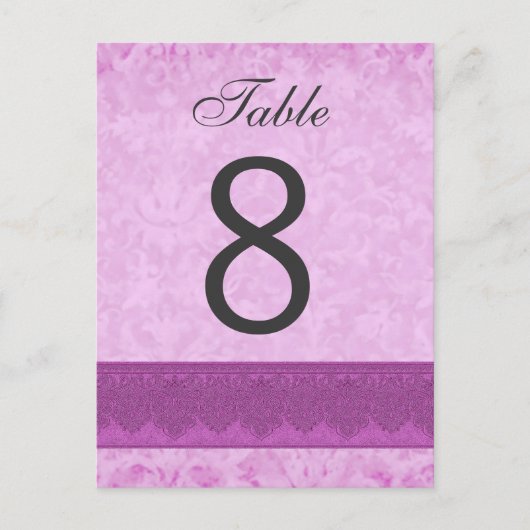 Roze en Magenta Trouwtafel nummer 8 V200 Briefkaart (Voorkant)