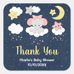Roze en marine baby shower bedankt sticker