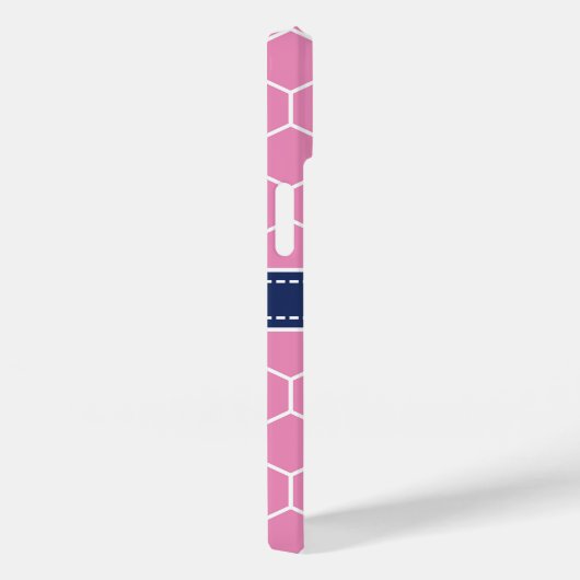 Roze en Marine Monogram Geometrisch Patroon Case-Mate iPhone Case (Achterkant / Rechts)