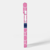 Roze en Marine Monogram Geometrisch Patroon Case-Mate iPhone Case (Achterkant / Links)