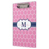 Roze en Marine Monogram Geometrisch Patroon Klembord (Links)
