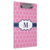 Roze en Marine Monogram Geometrisch Patroon Klembord (Rechts)