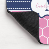 Roze en Marine Monogram Geometrisch Patroon Muismat (Hoek)