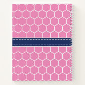 Roze en Marine Monogram Geometrisch Patroon Notitieboek (Achterkant)