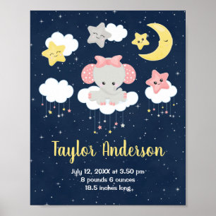 Roze en marinebaby geboorte statistieken Olifant Poster