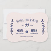 Roze en marineblauw lachen sparen de datumkaart save the date (Voorkant)