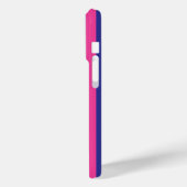 Roze en marineblauw monogram strepen Case-Mate iPhone case (Achterkant / Links)