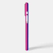 Roze en marineblauw monogram strepen Case-Mate iPhone case (Achterkant / Links)