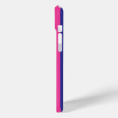 Roze en marineblauw monogram strepen Case-Mate iPhone case (Achterkant / Links)