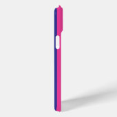 Roze en marineblauw monogram strepen Case-Mate iPhone case (Achterkant / Rechts)