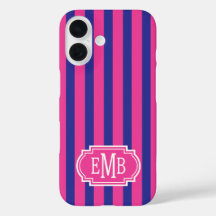 Roze en marineblauw monogrammetjes met strepen