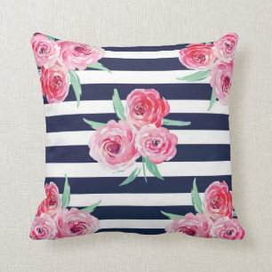 Roze en marineblauw Pillow Kussen