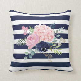 Roze en marineblauw Pillow Kussen