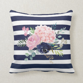 Roze en marineblauw Pillow Kussen