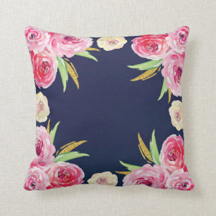 Roze en marineblauw Pillow Kussen