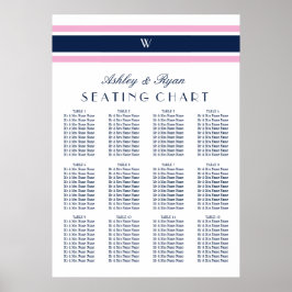 Roze en marineblauw Twaalplaatje Poster