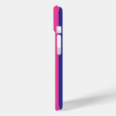 Roze en marineblauwe monogramstrepen Case-Mate iPhone case (Achterkant / Links)