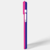 Roze en marineblauwe monogramstrepen Case-Mate iPhone case (Achterkant / Links)