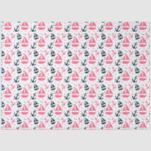 Roze en marineblauwe nautische serie ontwerp 13