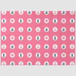 Roze en marineblauwe nautische serie ontwerp 15 tissuepapier