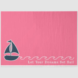 Roze en marineblauwe nautische serie ontwerp 4 tissuepapier