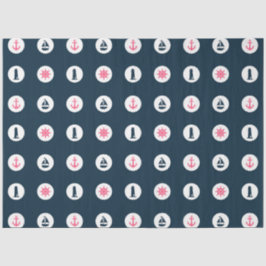 Roze en marineblauwe nautische serie ontwerp 8 tissuepapier