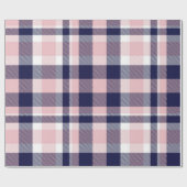 Roze en marineblauwe Plaid, geruit, tartan naadloo Cadeaupapier (Vlak)