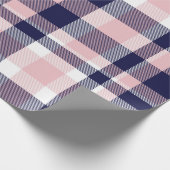 Roze en marineblauwe Plaid, geruit, tartan naadloo Cadeaupapier (Hoek)