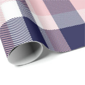 Roze en marineblauwe Plaid, geruit, tartan naadloo Cadeaupapier (Rol Hoek)