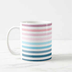 Roze en marineblauwe strepen koffie Mok