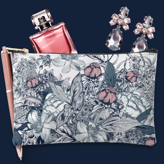 Roze en marineblauwe toile etui