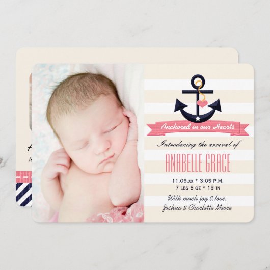 Roze en marinescheepvaartbekendmaking aankondiging (Voorkant / Achterkant)