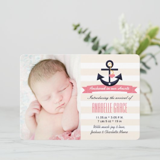 Roze en marinescheepvaartbekendmaking aankondiging (Staand voorkant)