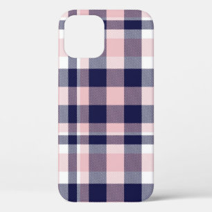 Roze en marineslag, gevlekt, tartan naadloos Case-Mate iPhone case
