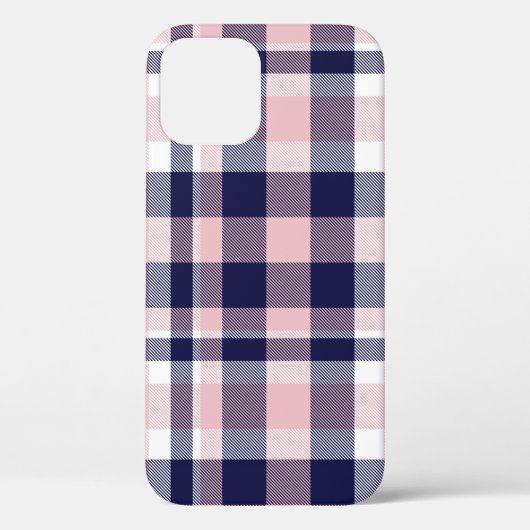 Roze en marineslag, gevlekt, tartan naadloos Case-Mate iPhone case (Achterkant)