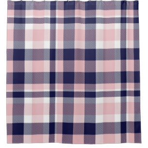 Roze en marineslag, gevlekt, tartan naadloos douchegordijn
