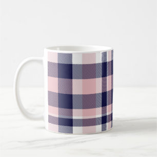 Roze en marineslag, gevlekt, tartan naadloos koffiemok