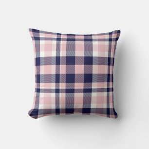 Roze en marineslag, gevlekt, tartan naadloos kussen