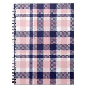 Roze en marineslag, gevlekt, tartan naadloos notitieboek