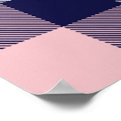 Roze en marineslag, gevlekt, tartan naadloos poster (Hoek)