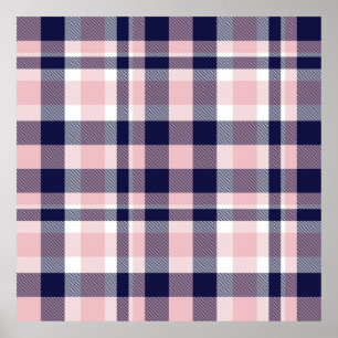Roze en marineslag, gevlekt, tartan naadloos poster