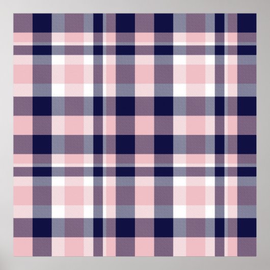 Roze en marineslag, gevlekt, tartan naadloos poster (Voorkant)