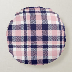 Roze en marineslag, gevlekt, tartan naadloos rond kussen