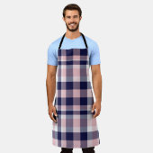 Roze en marineslag, gevlekt, tartan naadloos schort (Gedragen)