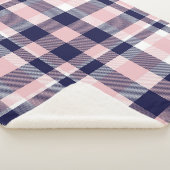 Roze en marineslag, gevlekt, tartan naadloos sherpa deken (3/4)
