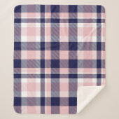 Roze en marineslag, gevlekt, tartan naadloos sherpa deken (Voorkant)