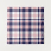 Roze en marineslag, gevlekt, tartan naadloos wandkleed (Voorkant (horizontaal))