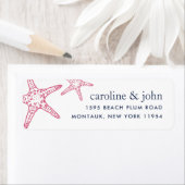 Roze en marineStarfish Return Address Etiket (Insitu)